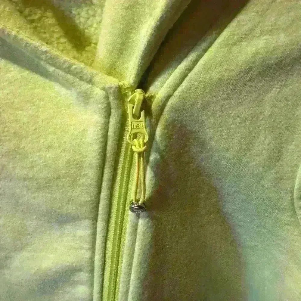 Women’s Talbots Brushed Terry Asymmetrical Zip Up Hoodie Lime Green Small - Image 2