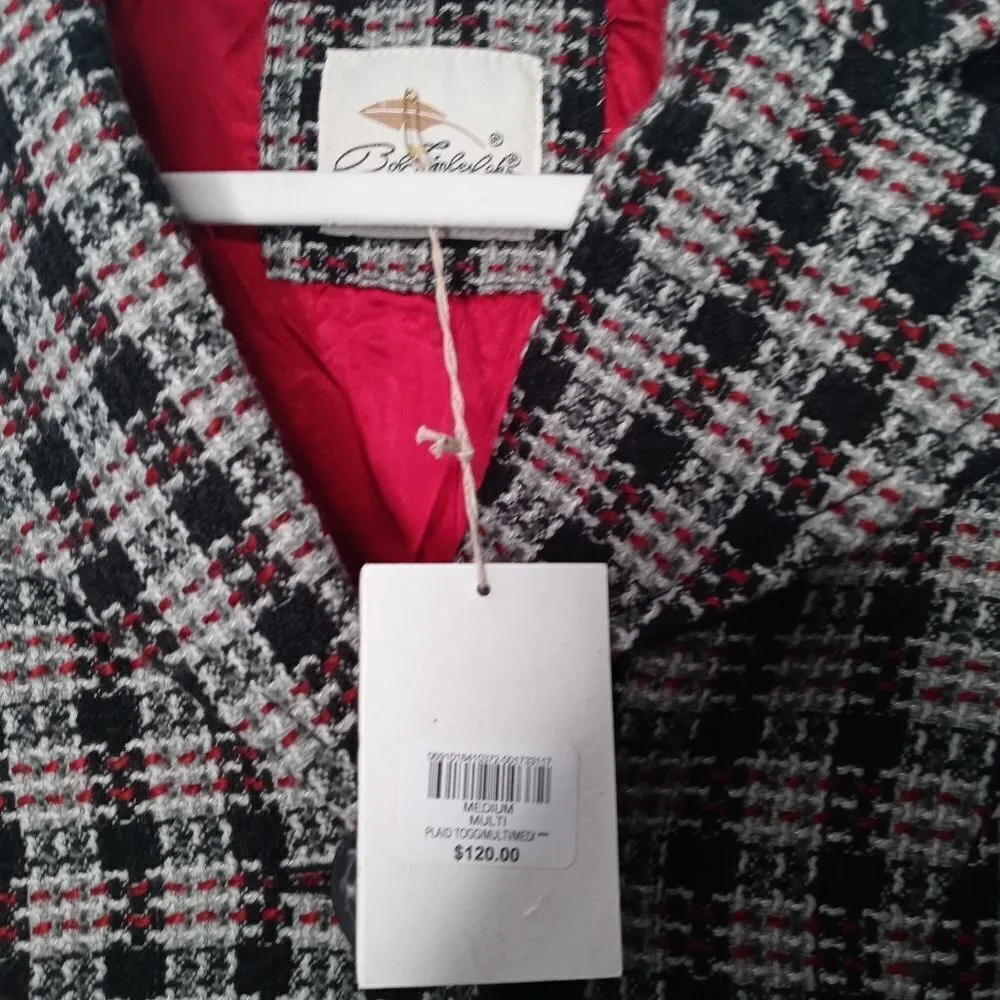 Bob Jimley Aka checked button down heavy coat Red Size M - Image 5