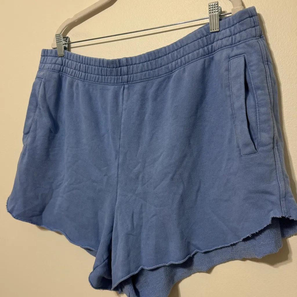 Aerie Fleece Of Mind High Waisted Sweat Shorts Size XXL blue - Image 4