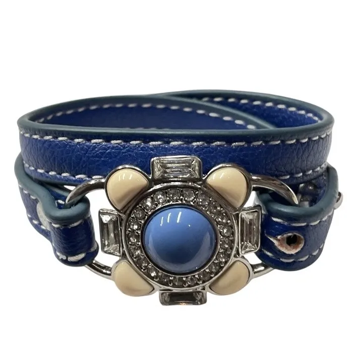 Lia Sophia Under Wraps Floral Lapis Faux Genuine Leather Double Wrap Bracelet OS - Image 2