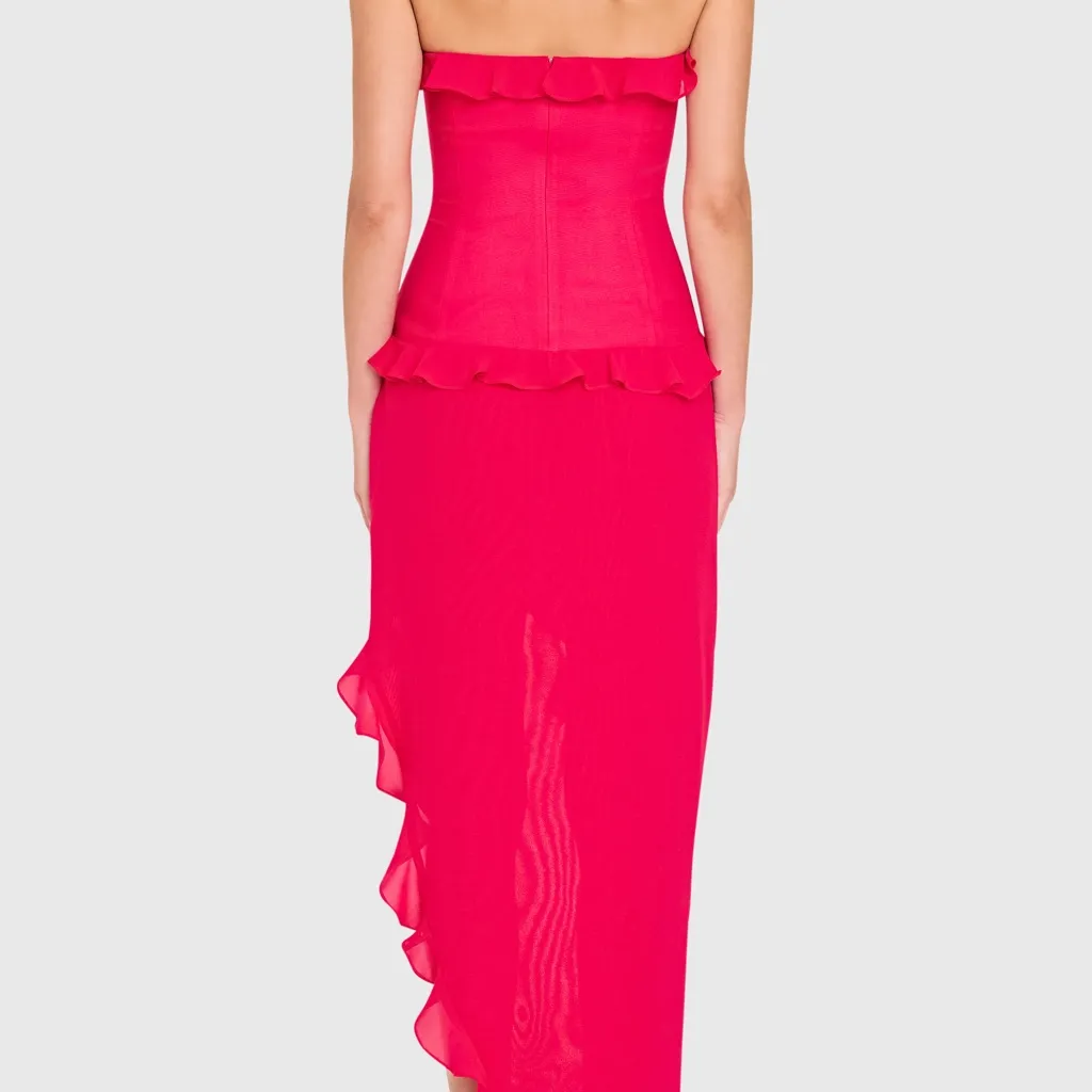 Amanda Uprichard Anessa Gown strapless midi dress high low hem size medium - Image 3