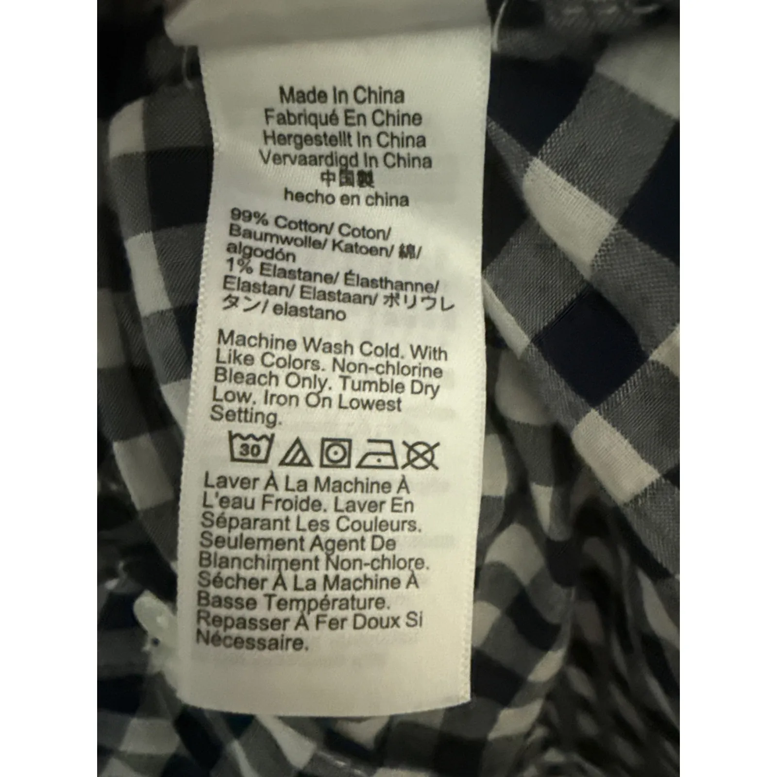 J. Crew Plus Classic Fit Gingham Button Down Shirt Black & White Size 14 - Image 9