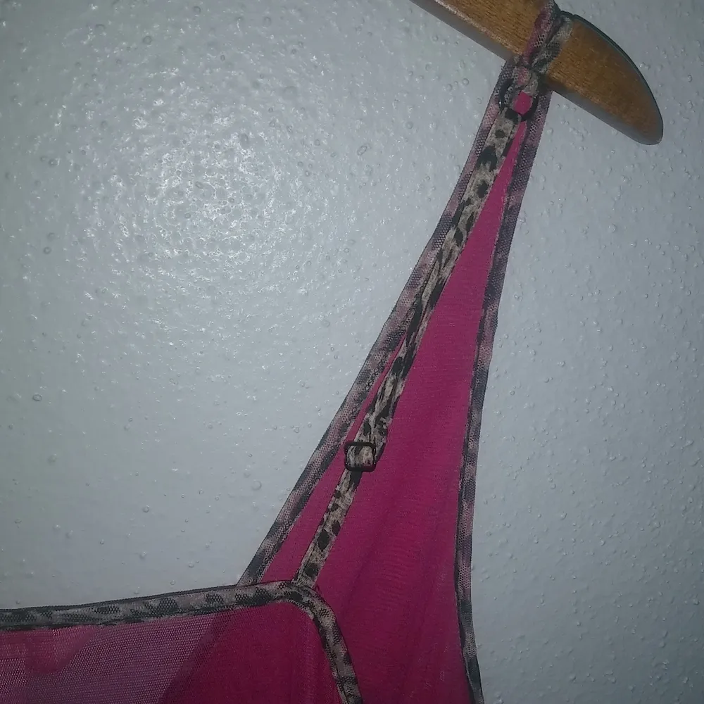 Cacique 22/24 Negligee Sleep Gown Chemise Pink Leopard Trim Plus - Image 2