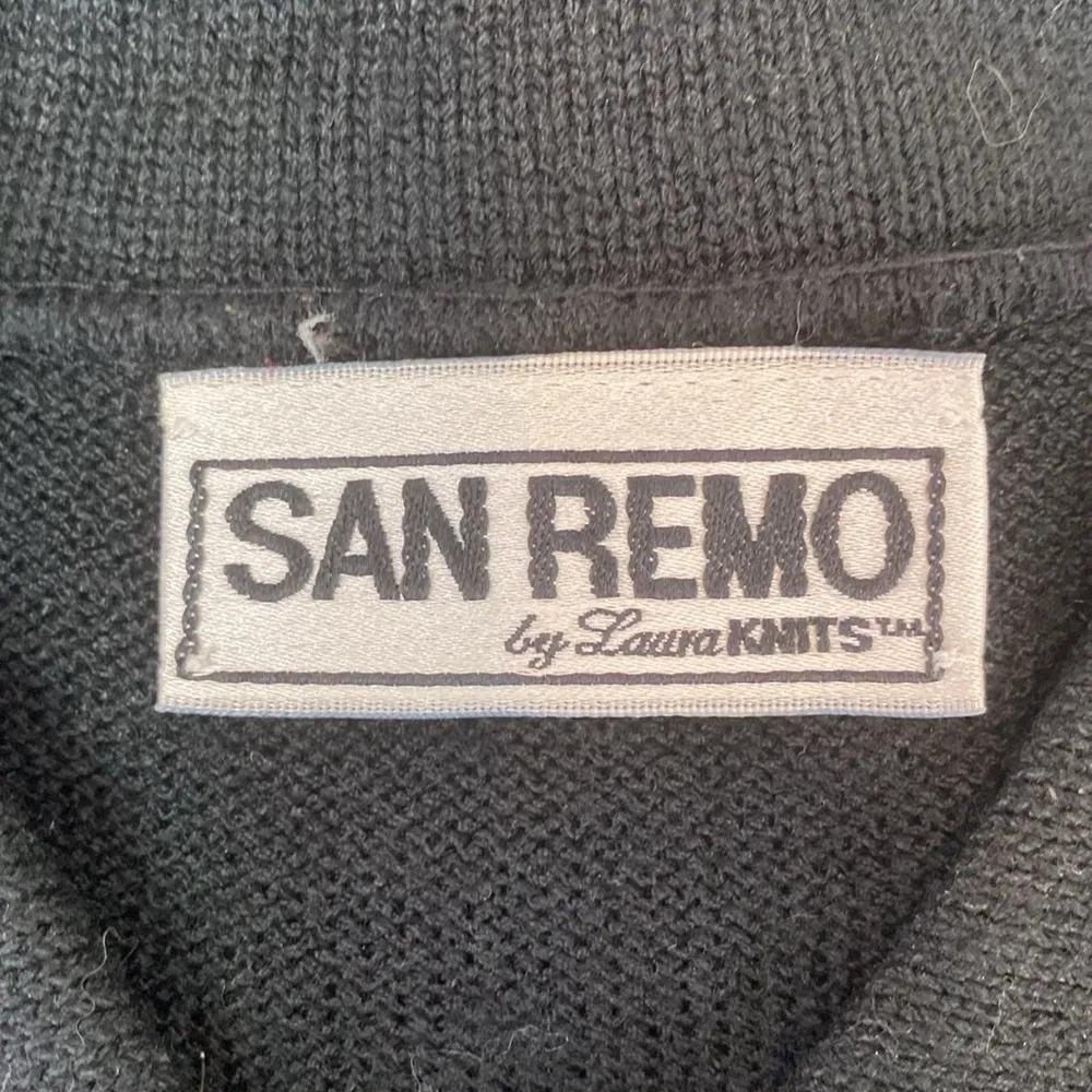 San Remo Black Woven Knit Zip Up Long Sleeve Vintage Sweater L Size L - Image 4