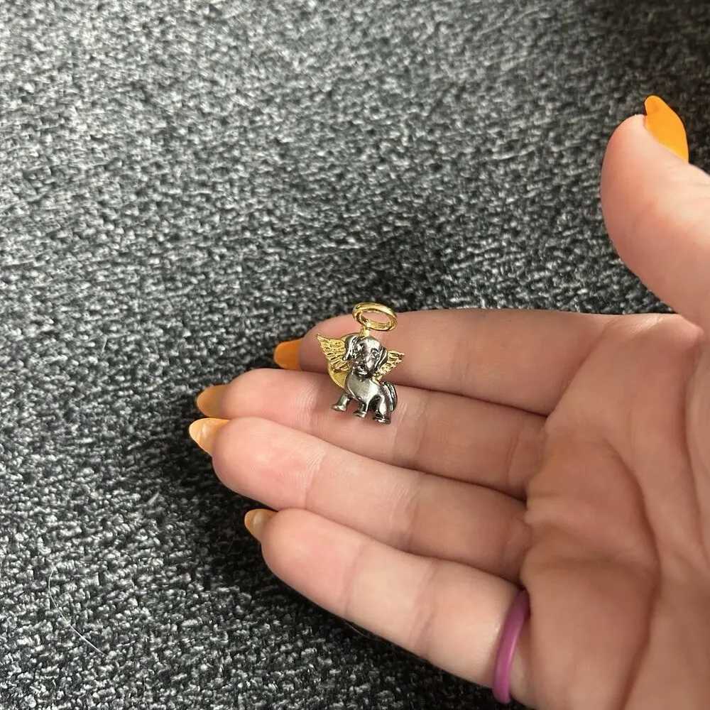 Vintage Camco Dog Angel Gold Tone Halo Wings Lapel Pin Signed Small - Image 2