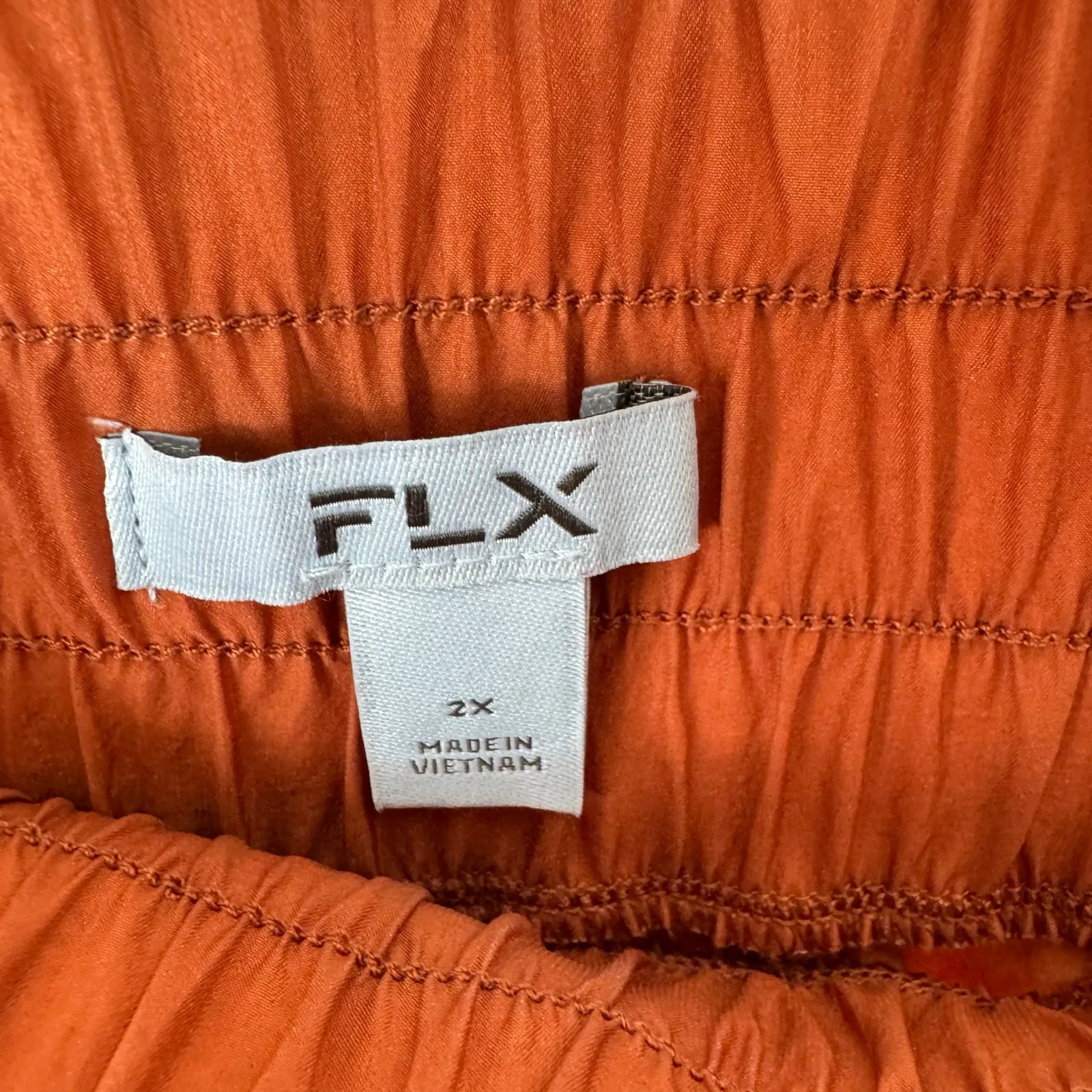 FLX 100% Nylon Orange Elastic Waist Adjustable Windbreaker Athletic Shorts Sz 2X - Image 6
