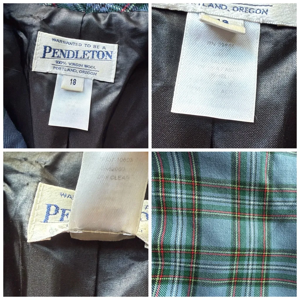 Pendleton Wool Plaid Blazer Jacket Cropped Blue Size 18 Vintage Preppy Office - Image 6