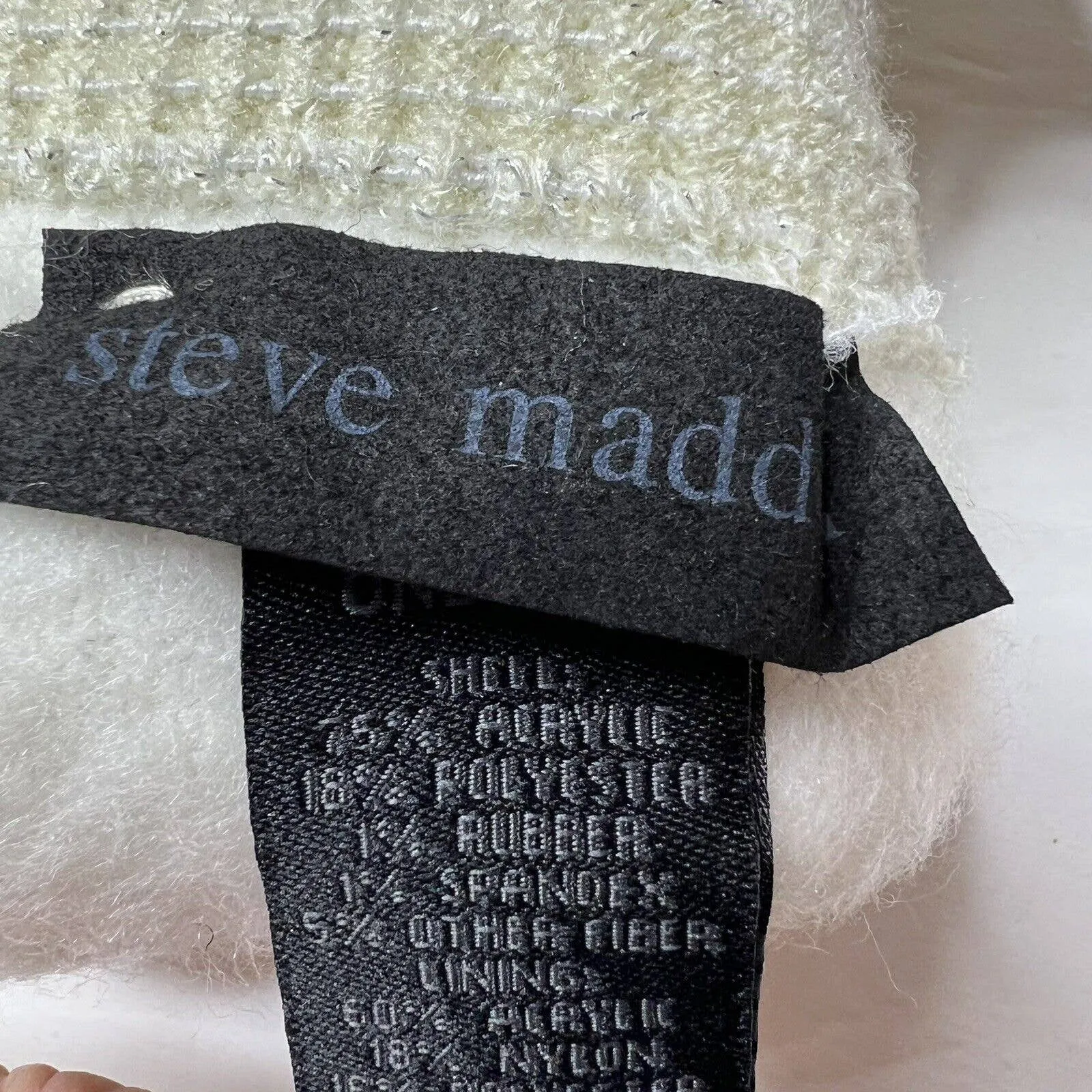 Steve Madden Gloves One Size Women's Ivory Lurex Sparkle Metallic‎ Ivory Knit - Image 4