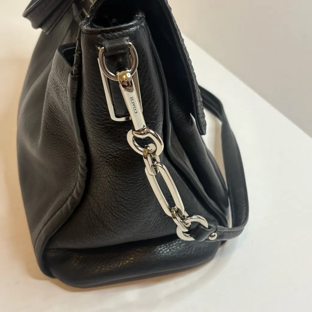 Coach 2013 Madison glitter python Sadie Flap Leather Crossbody Satchel in Black - Image 4