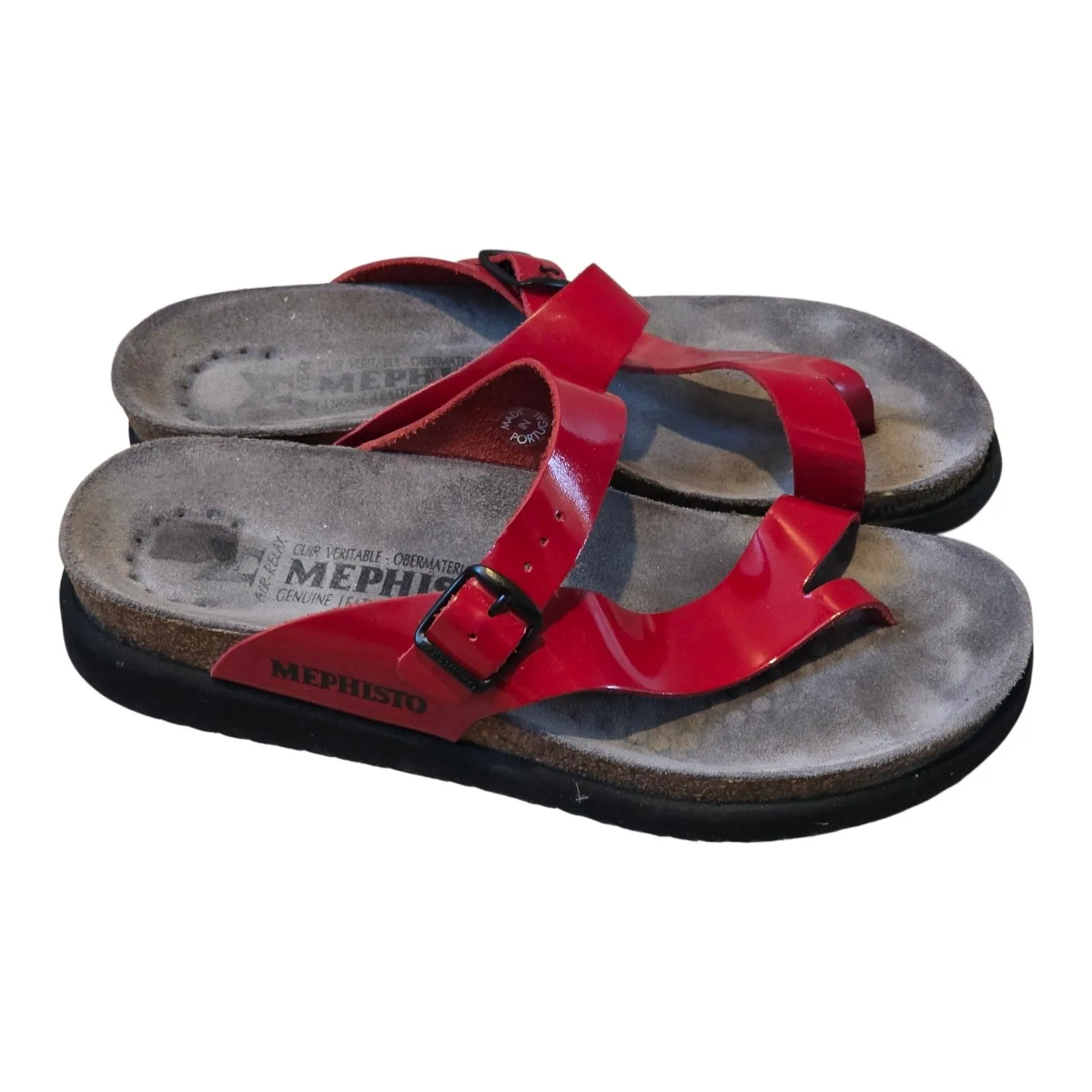 Mephisto Leather Woman’s Red Sandals Strappy France Size 42 Travel Beach Slip - Image 3
