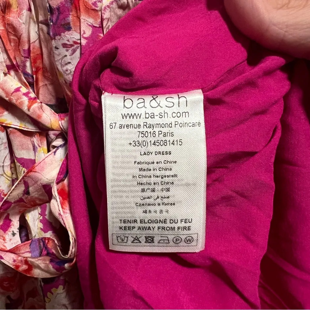NEW NWT BA&SH Diamond Dress In Fuchsia Floral Print - Image 11