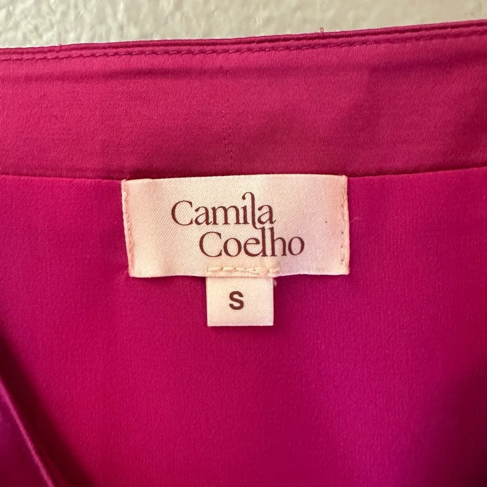 NWT Camila Coelho Polly Satin Button Front Camisole Top Very Berry Bright Pink - Image 6