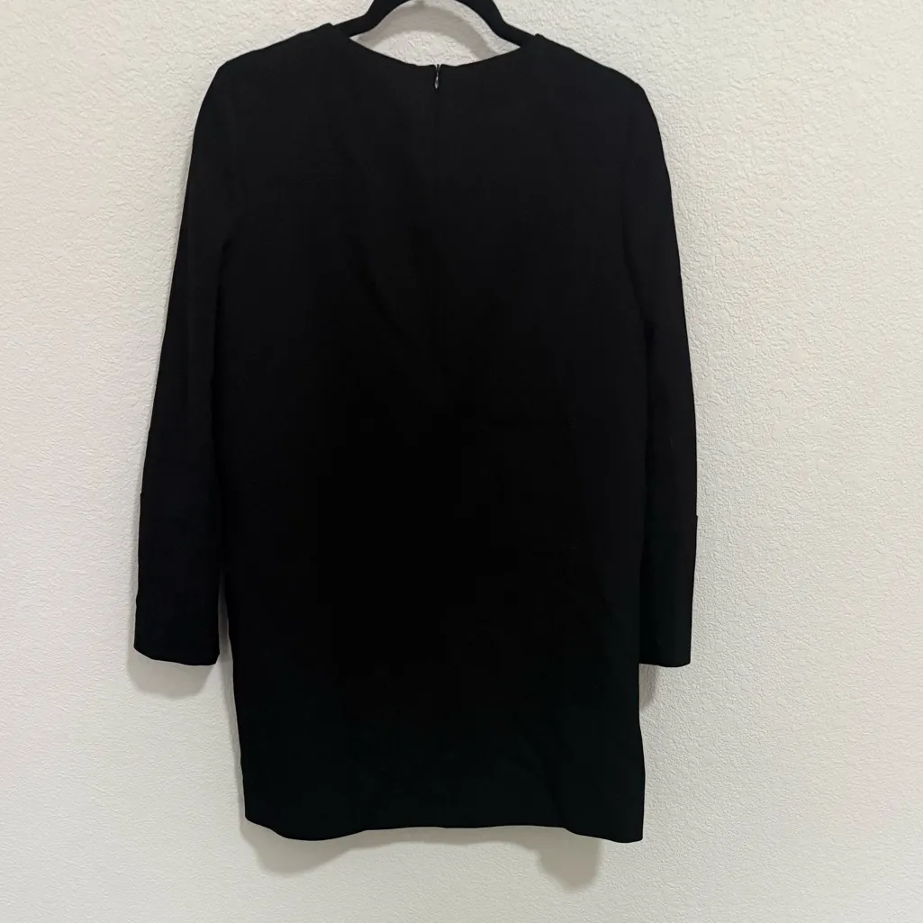 Maje Glycine Black Long Sleeve Crepe Mini Dress with Velvet Trim Size M Medium - Image 6