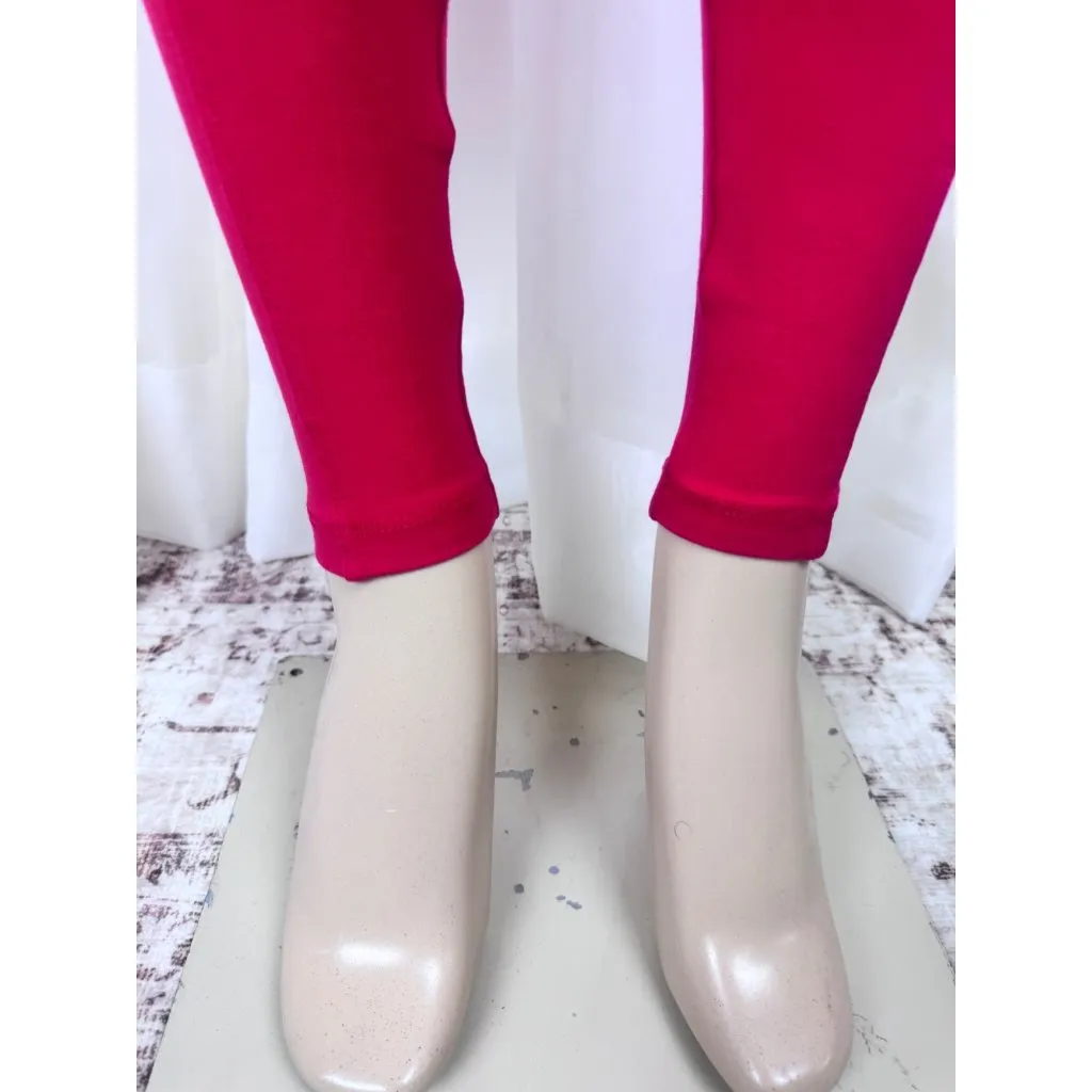 Zenana Wide Waistband Full Length Active Loungewear Leggings w/ Pockets Red SM - Image 8