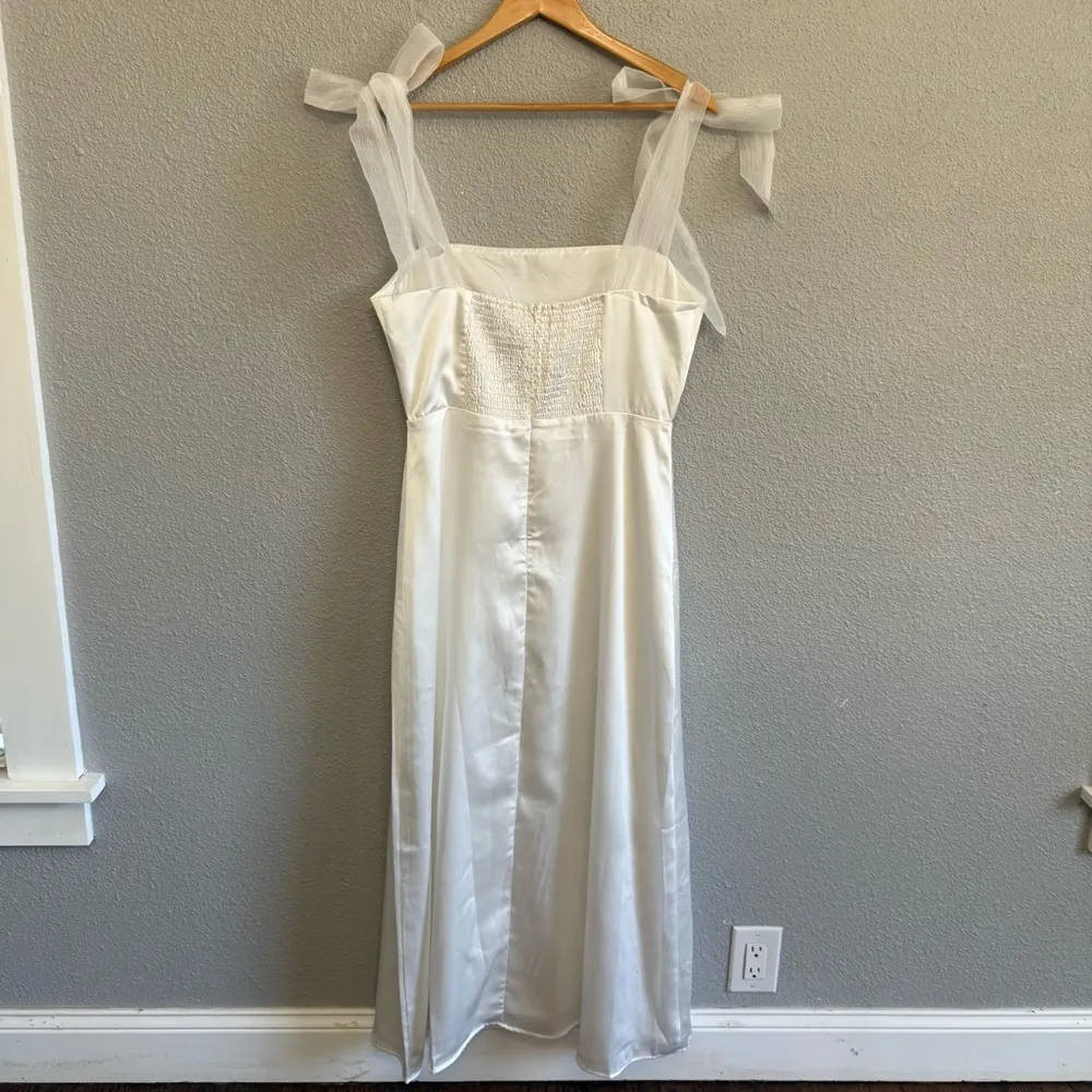 Rihoas Solid Tie Strap Midi Dress Size Medium NWT White - Image 6