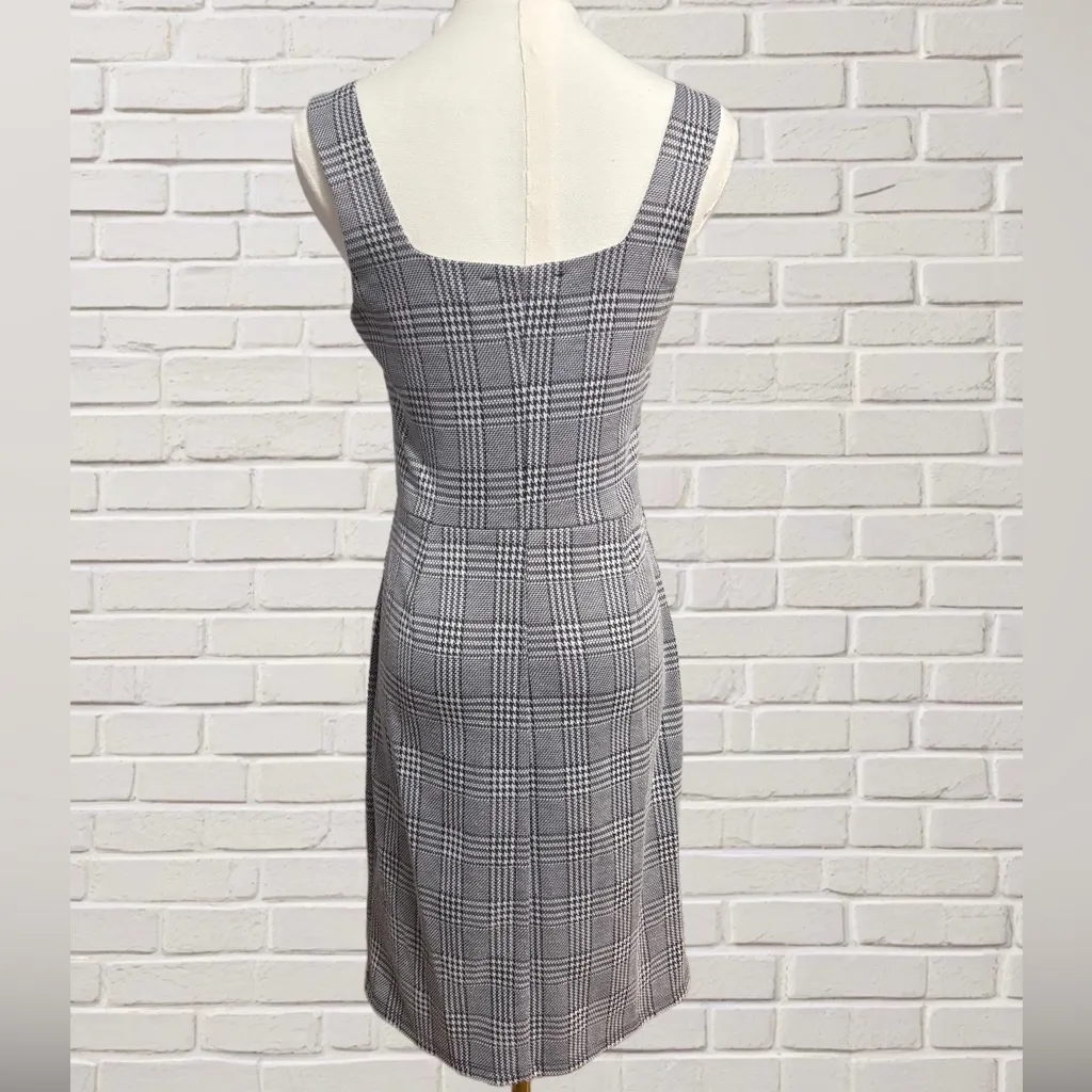 Structured Plaid Sheath Dress Dark Academia Scholarly Business Chic Sz Med - Image 2