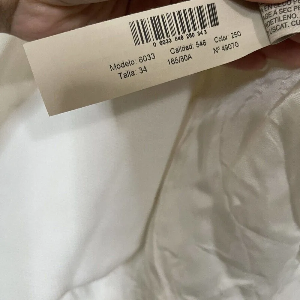 Massimo Dutti white ivory tweed knit lightweight blazer jacket size US 2 - Image 5