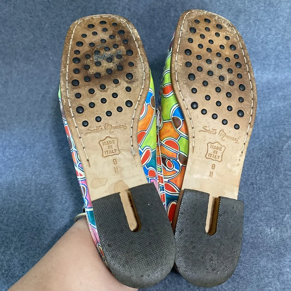 Sesto Meucci Women 8 N Italian Wearable Art Leather Loafer Slides Shoes Colorful - Image 8