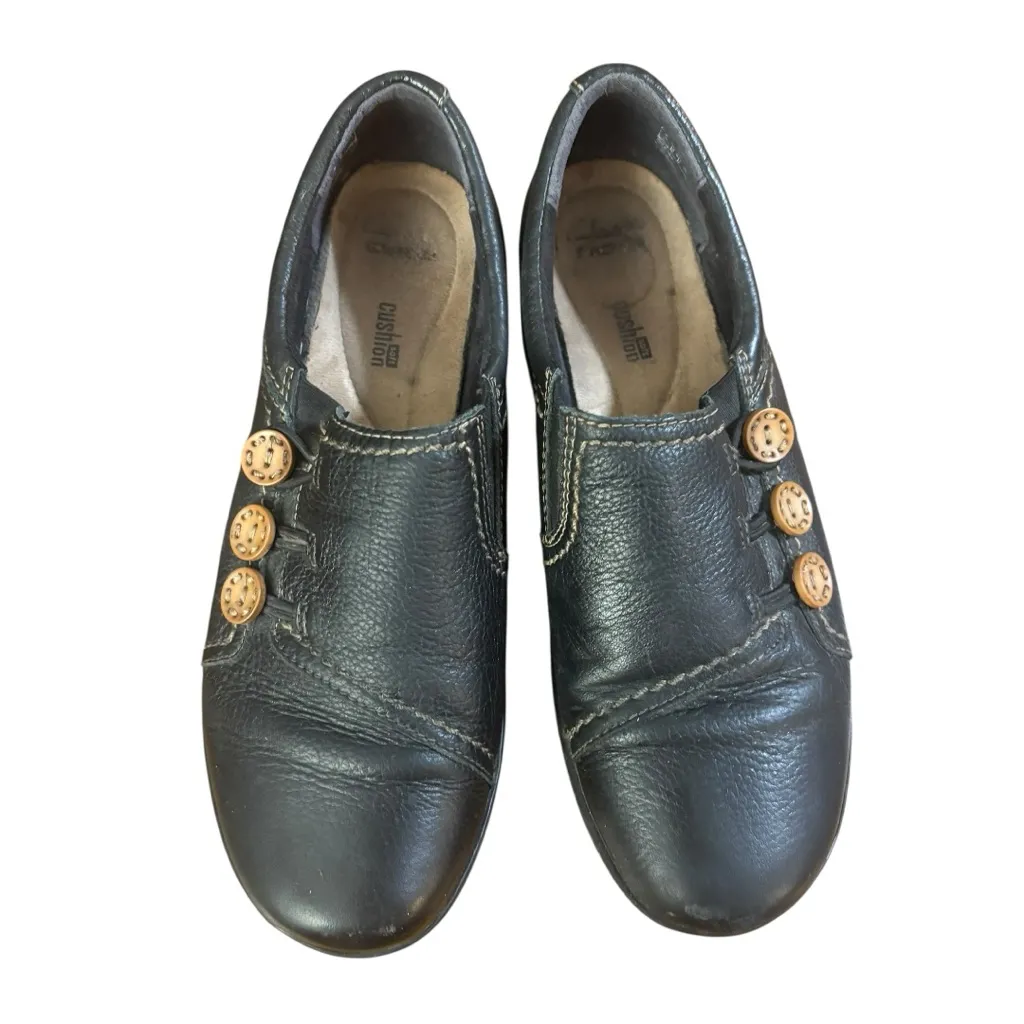 Clarks Ashland Effie Button Leather Loafer Comfort Shoes - Image 3