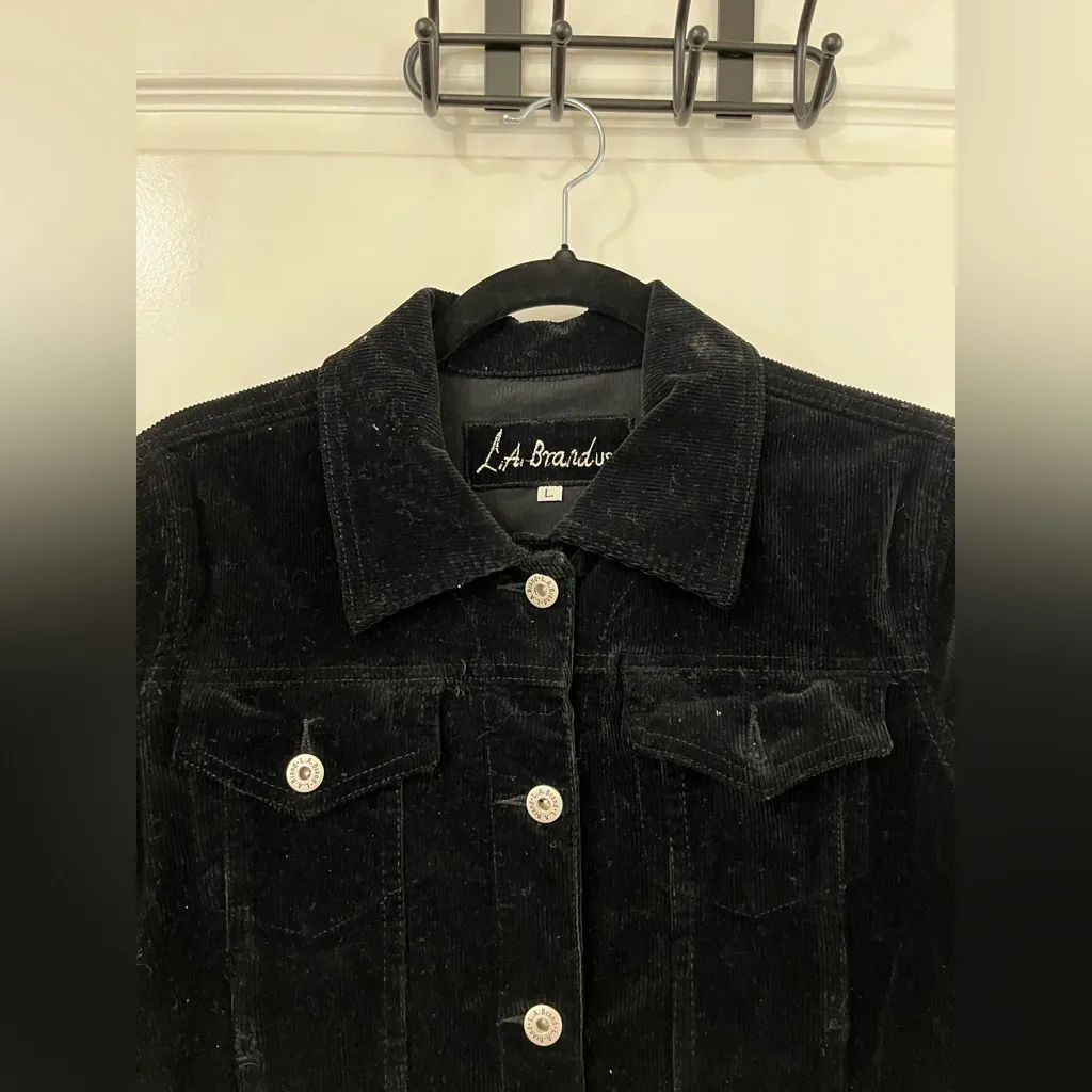Black Corduroy Denim Jacket Sz L Size L - Image 2