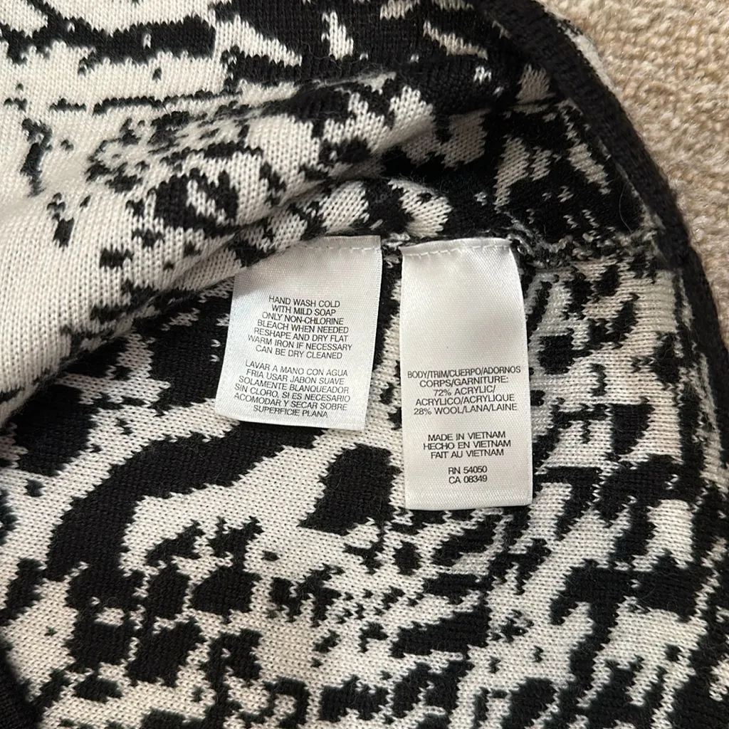 Jones New York Black White Wool Blend Sweater Sleeveless Tank Women Size Medium - Image 6