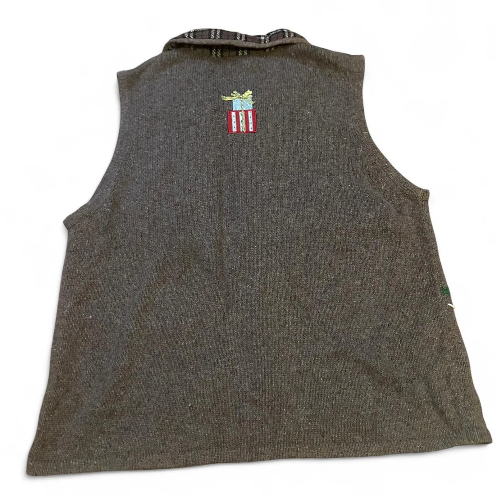 Christmas Vintage brown fleece zip up sweater Size XL - Image 2