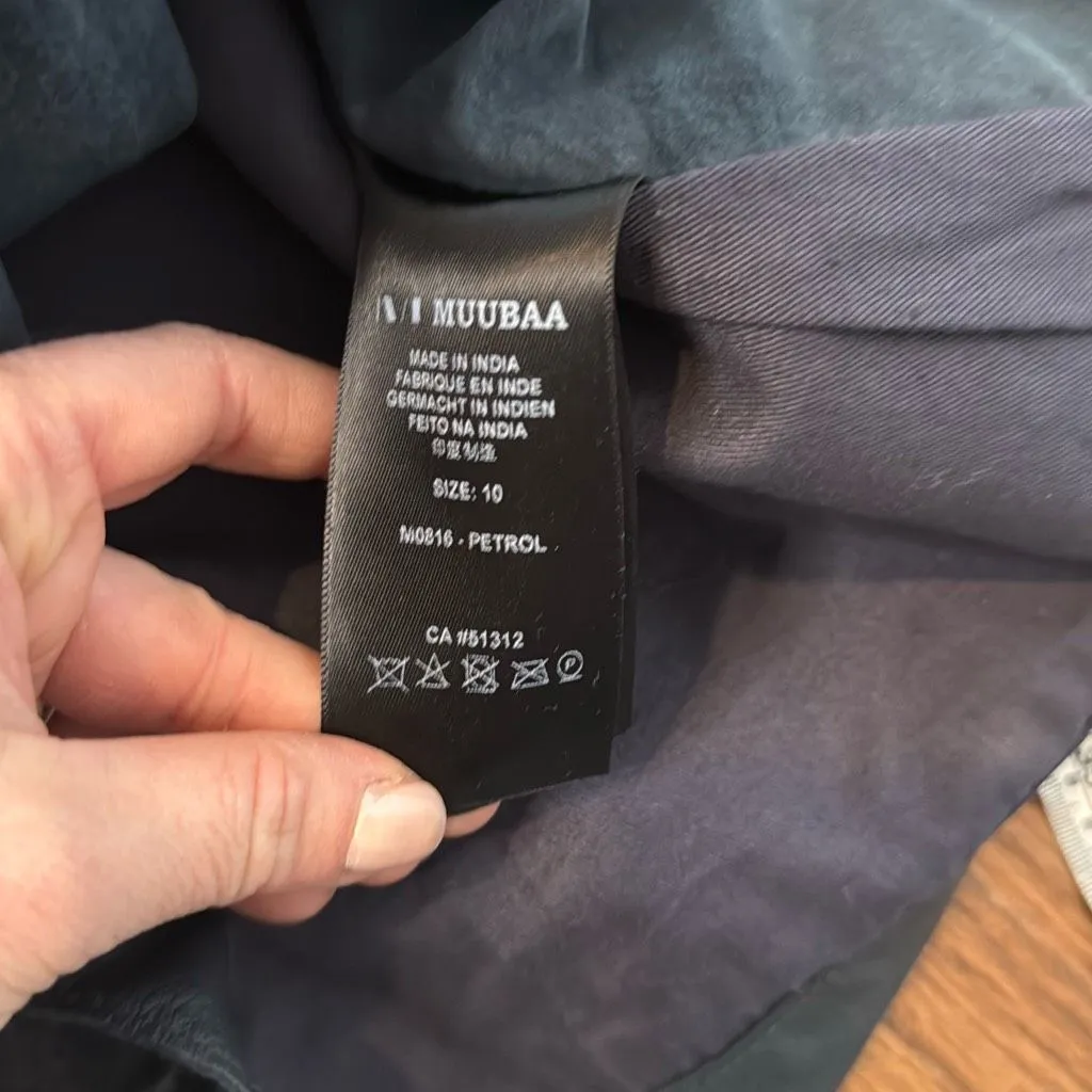 Muubaa lamb leather navy draped zipper jacket 6 Blue - Image 10