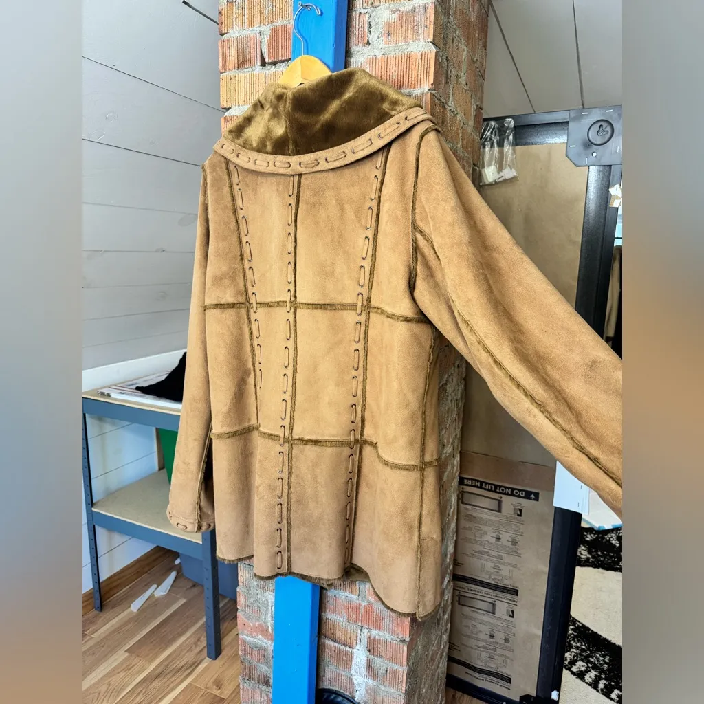 Faux Sheepskin Shearling Patchwork Coat by Dennis Basso - Image 2