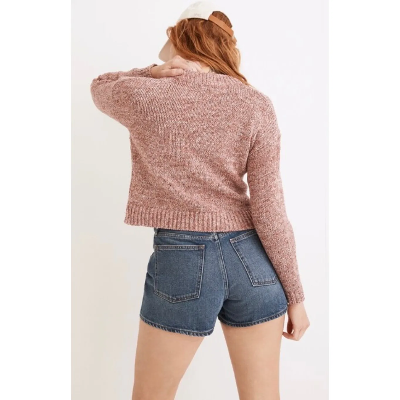 Madewell  Women's Millcrest Cropped Pullover Sweater Spacedye Berries Pink Medium - Image 2