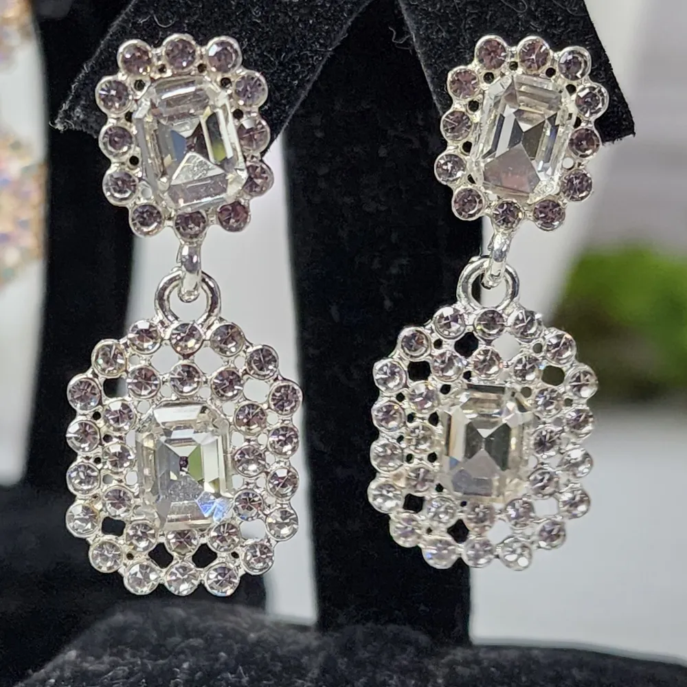 Silver Glam Ziriconia Crystal Drop Earrings - Image 2