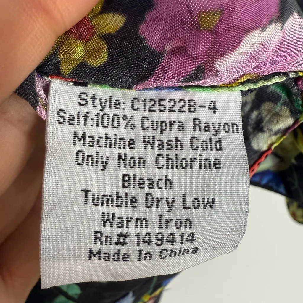 JOHNNY WAS Ella Flower Verity Top in Black/Multi – XS - Image 8