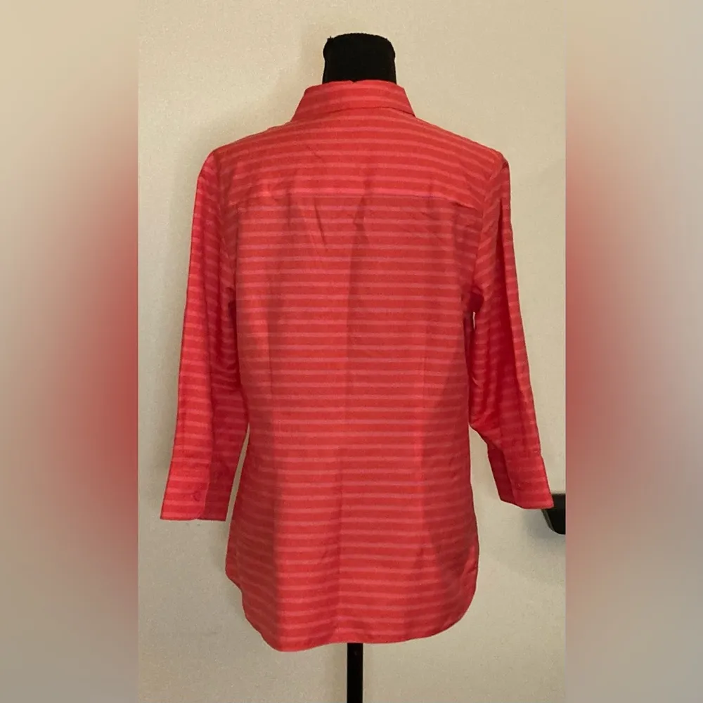 Coldwater Creek- Long sleeve striped pink button down blouse size‎ Medium - Image 4