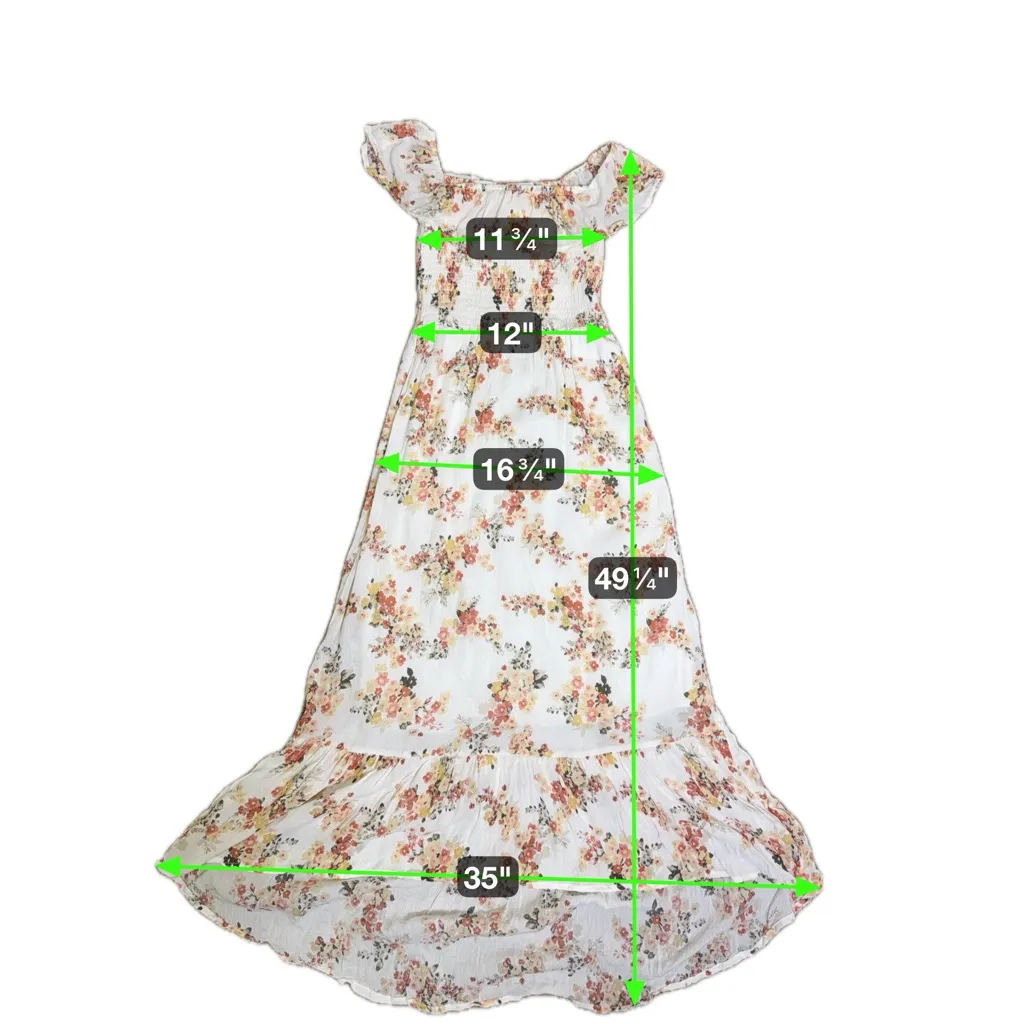 Abercrombie & Fitch Off The Shoulder Floral Smocked Maxi Dress size S Petite - Image 11