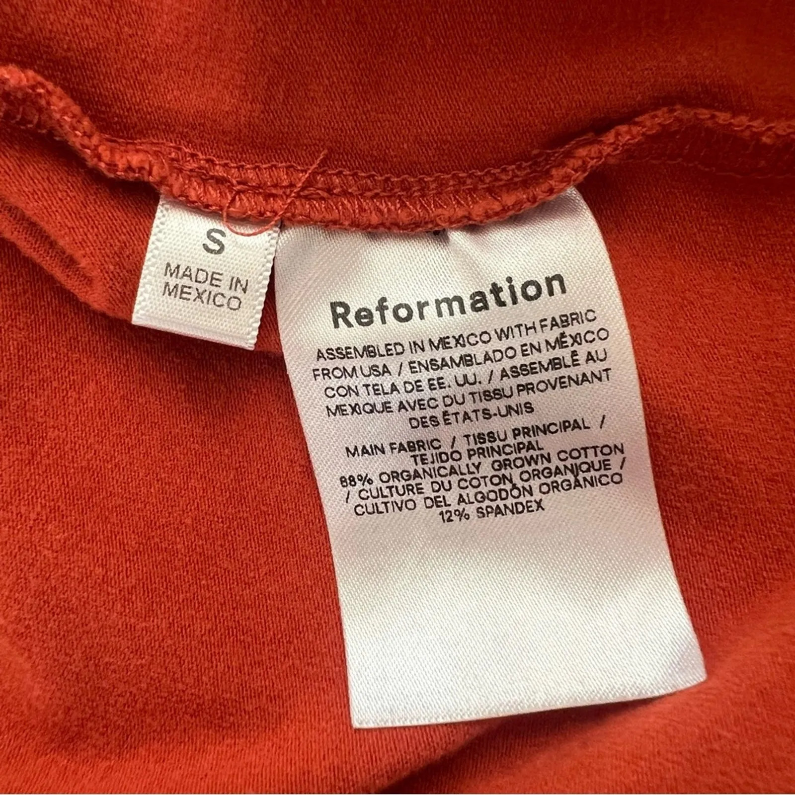 Reformation Women’s Lucio Blood Orange Long Sleeve Ruched Knit Mini Dress Size S - Image 9