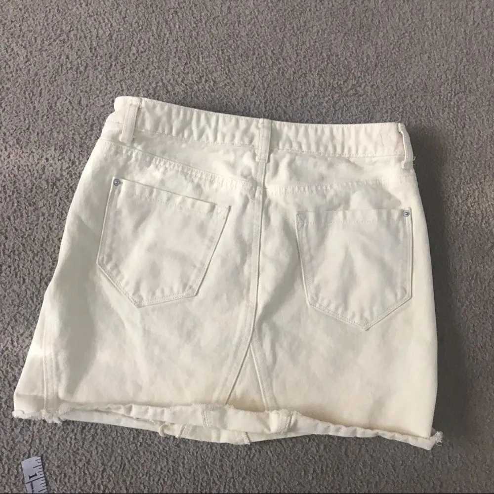 Kensie Yellow Cotton Denim Skirt Raw Edges Size 2 - Image 3