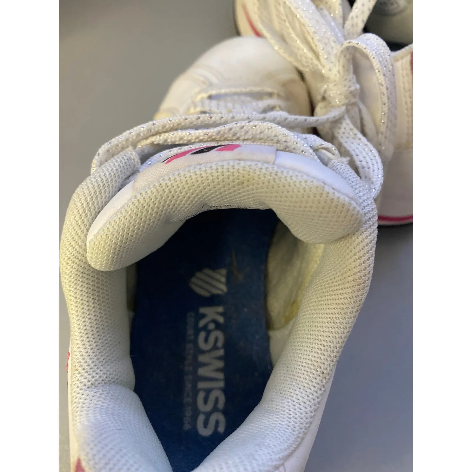 K Swiss Women White Pink Glitter Low Top Lace Up Athletic Sneakers Size 5 - Image 6