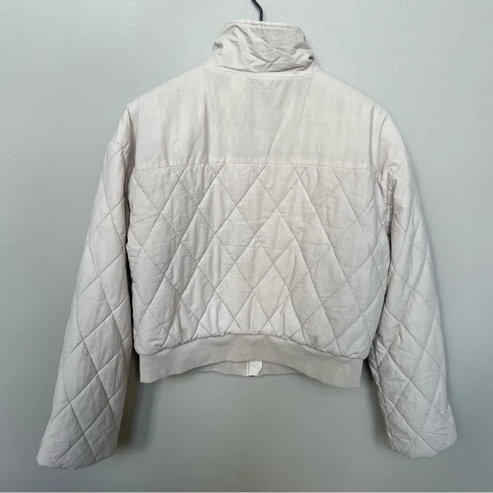 YFB Young Fabulous & Broke Cream Quilted Puffer Jacket Cropped Coat Size Small - Image 5