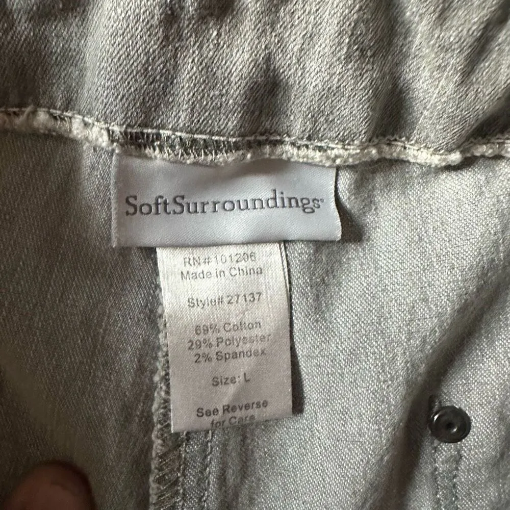 Soft Surroundings gray pull on comfortable travelcore L jeggings - Image 2