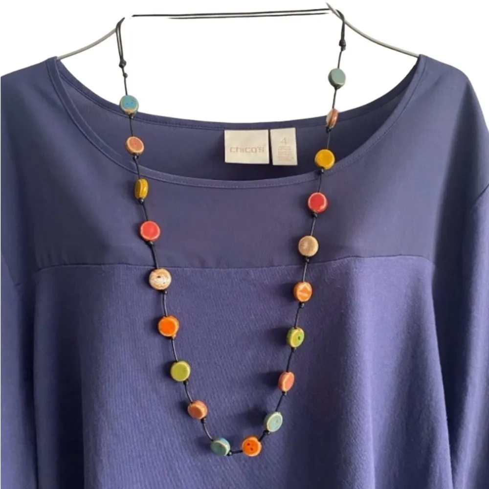 Boho Flat Bead Necklace Female Retro Ethnic Style Niche Stylish Sweater Necklace - Image 16
