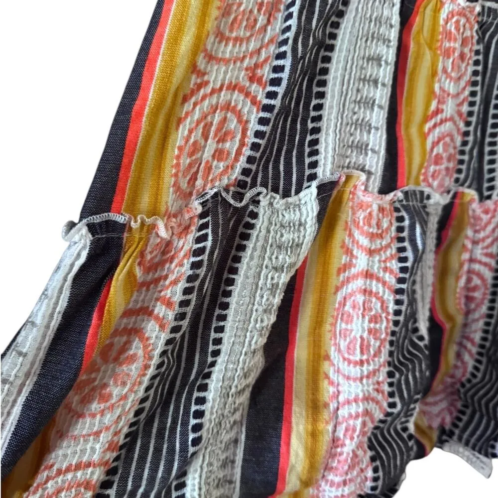 APNY 100% Cotton Mixed media swing dress bell sleeve L Coastal Boho Size L - Image 5