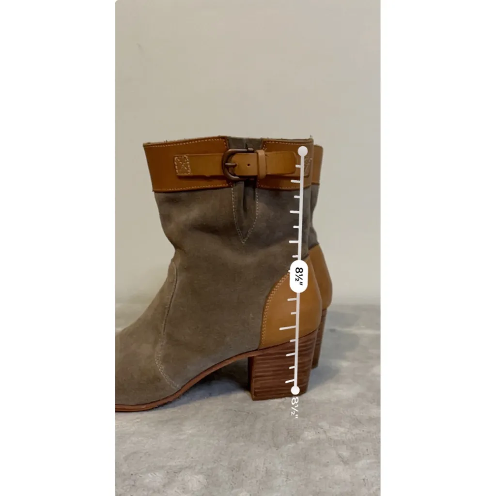 Women's Sebago Taupe Suede & Brown Leather Ankle Boots Size 10 Tan - Image 8