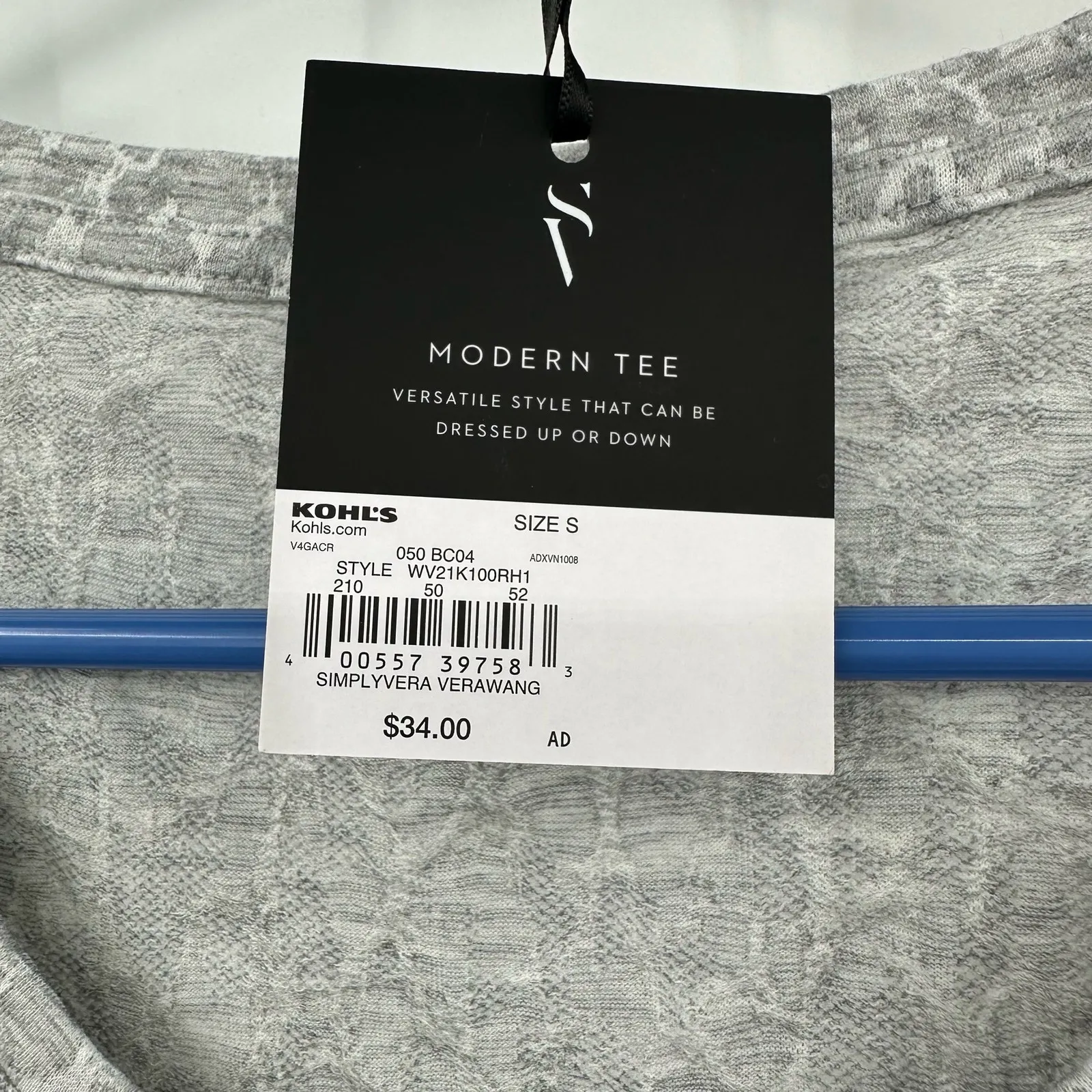 Simply Vera Size Small Shirt Gray Modern Tee Designer Soft Basic‎ Everyday NWT - Image 4