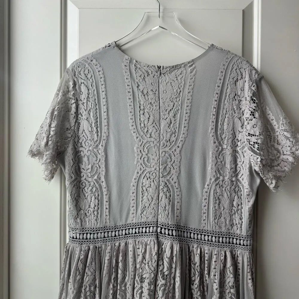 Grey Lace Formal Maxi Dress 2X Gray - Image 7