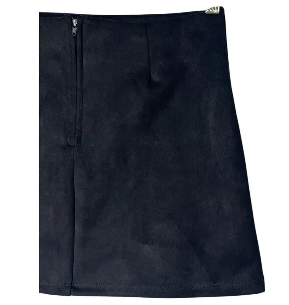 Altard State Mini Skirt Womens S Rory Suede Notch Slit Fitted Flirty Black - Image 7
