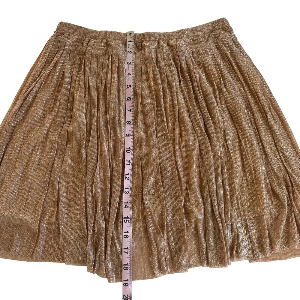 Pinko Blush Pink Metallic Shimmer Pleated Mini Skirt Women’s Size 8 - Image 3