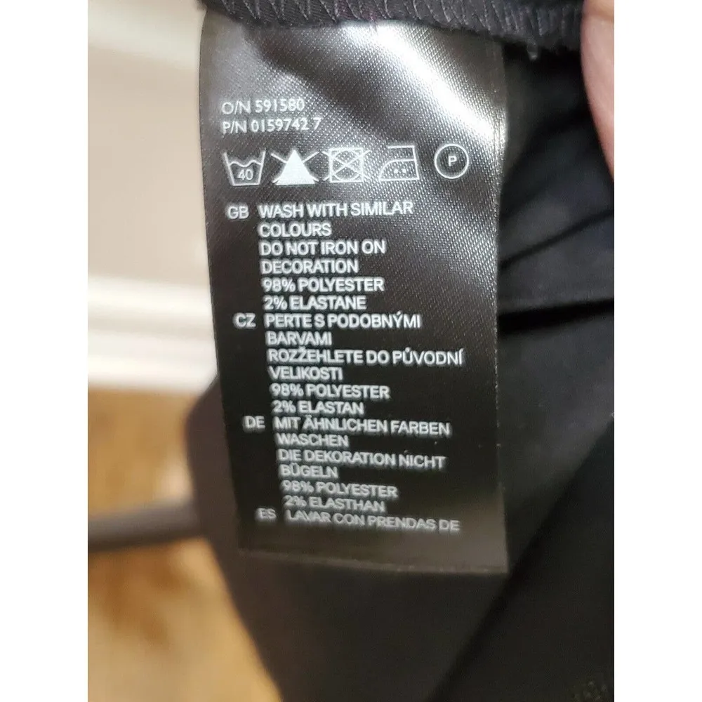 H&M Womens Black Solid Polyester Round Neck Long Sleeve Knee Length Dress Size 6 - Image 10