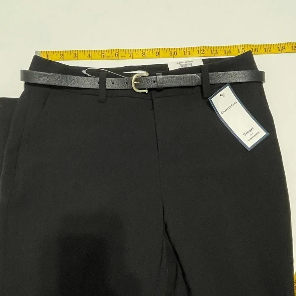 Charter Club Trouser Dress Pants‎ With Belt Black 6 - Image 8