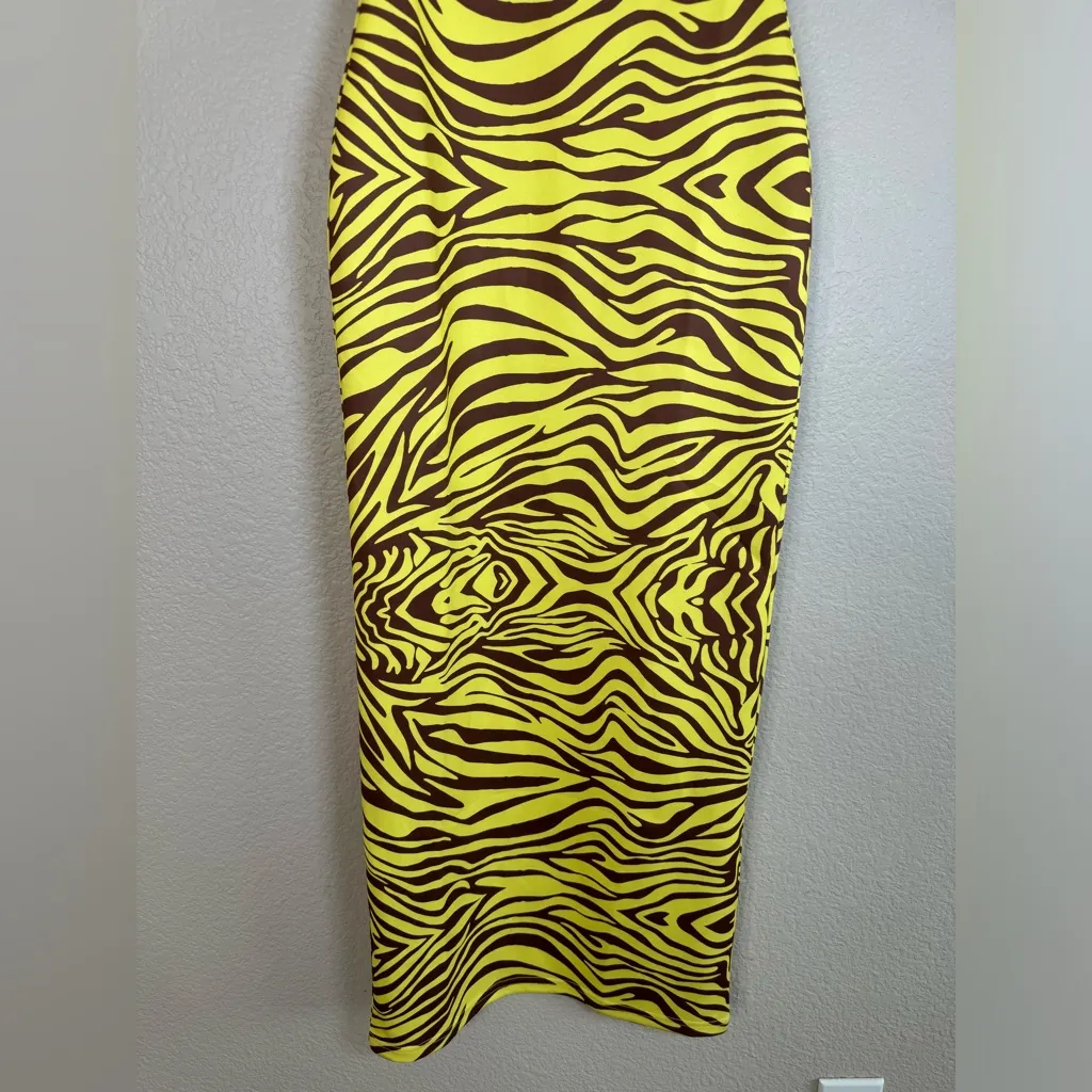 MESHKI LIMA Halter Zebra Print Halter Neck Midi Dress size XS - Image 6