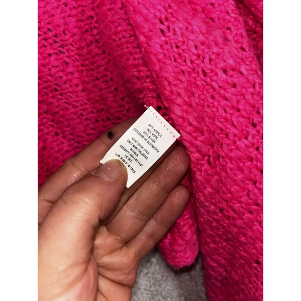 Abercrombie & Fitch Open Front Sweater Wool Blend Boho‎ Drape Hem Pink M/l - Image 3