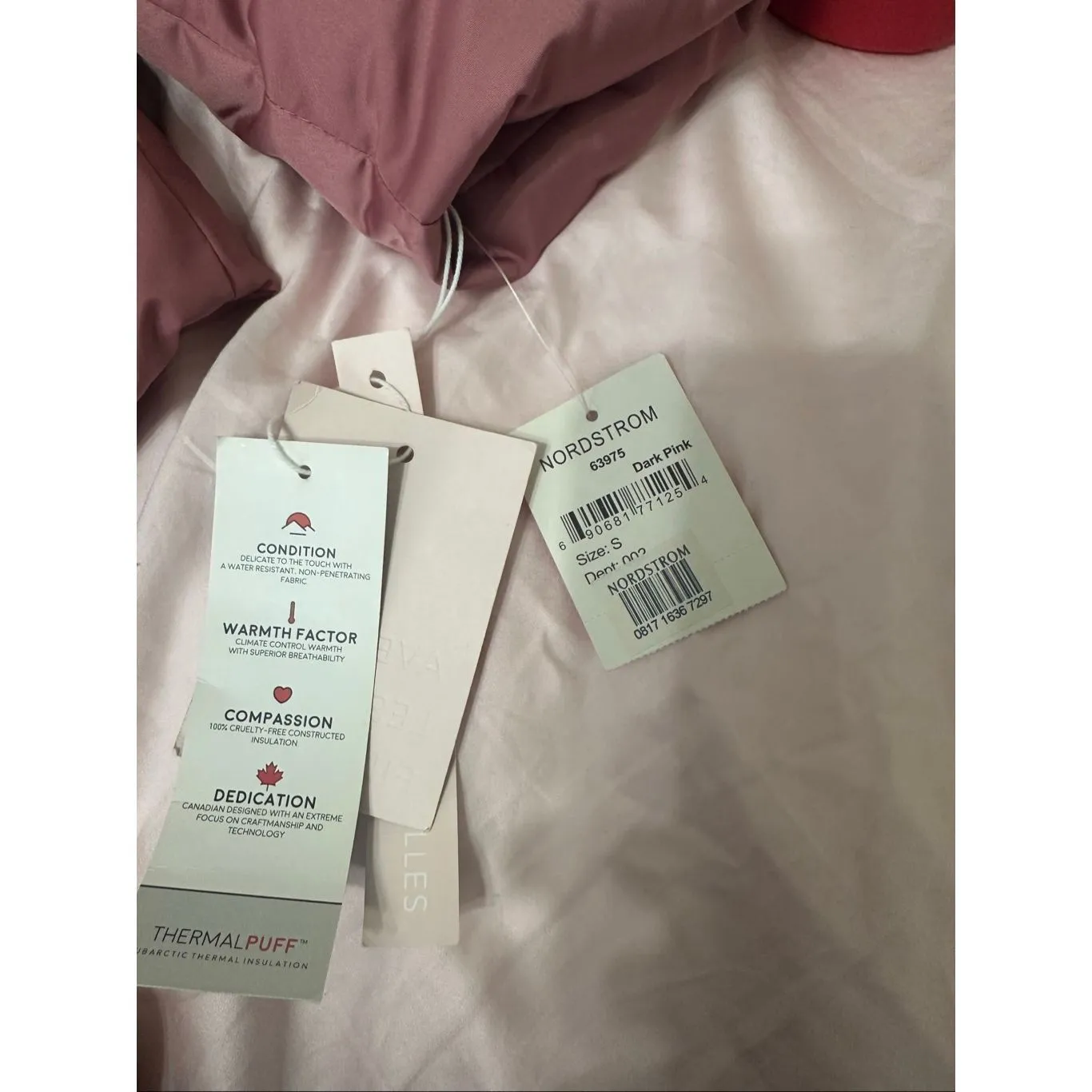 NWT Avec Les Filles Dark Pink Belted Puffer Jacket Size Small - Image 9